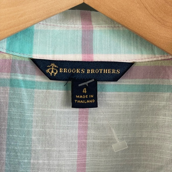 Brooks Brothers 100% cotton plaid tie waist dress - Picture 4 of 5